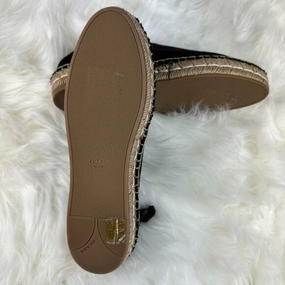 Prada Cloth Sock Style Espadrille Slip On Shoes in Black - Picture 6 of 6